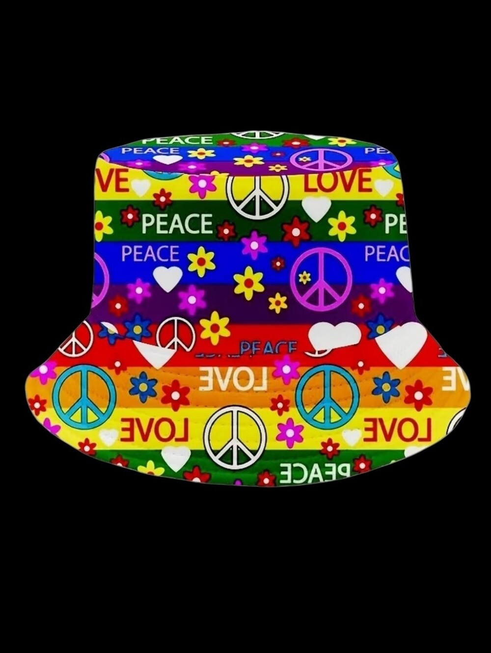 Peace Sign And Love Rainbow Bucket Hat Unisex 22"/23"